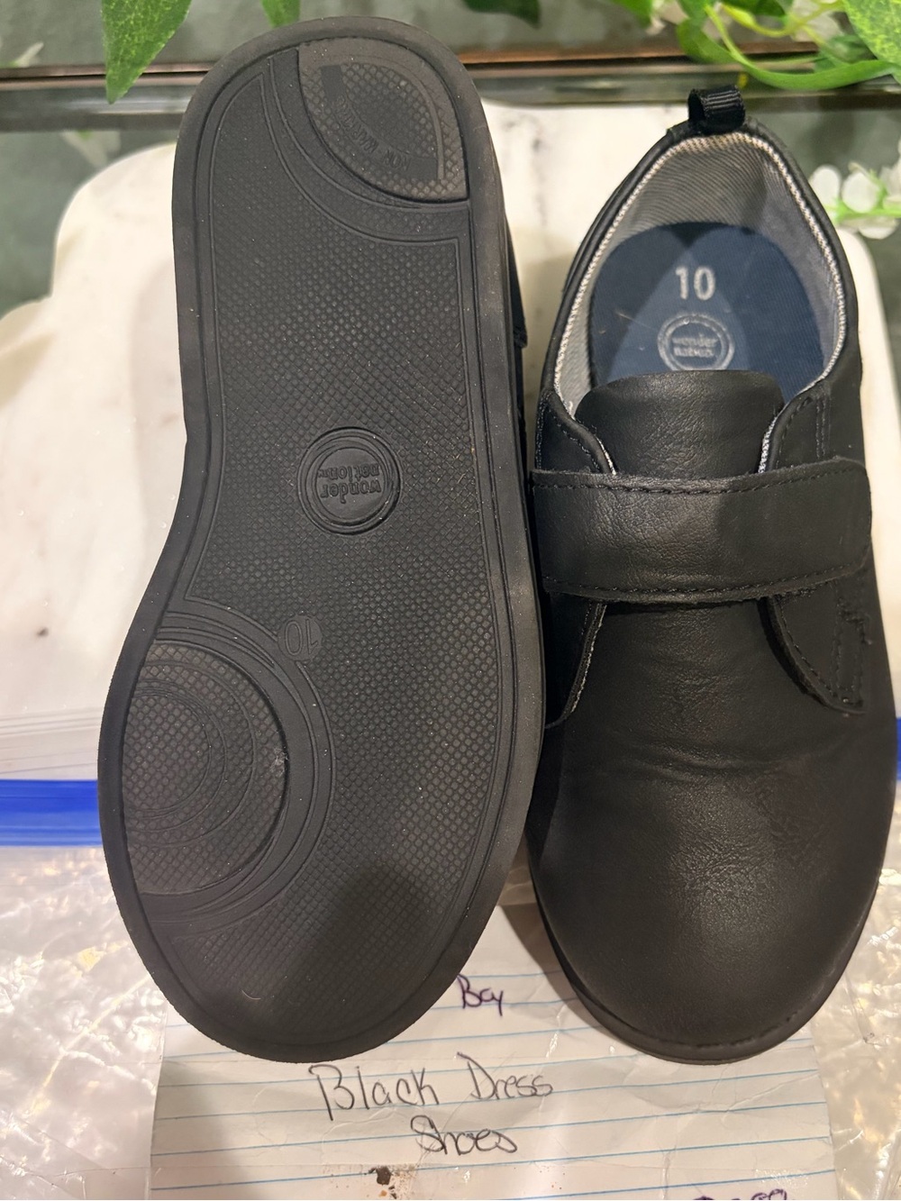 wonder nation Black Slip-On Kids Dress Shoes